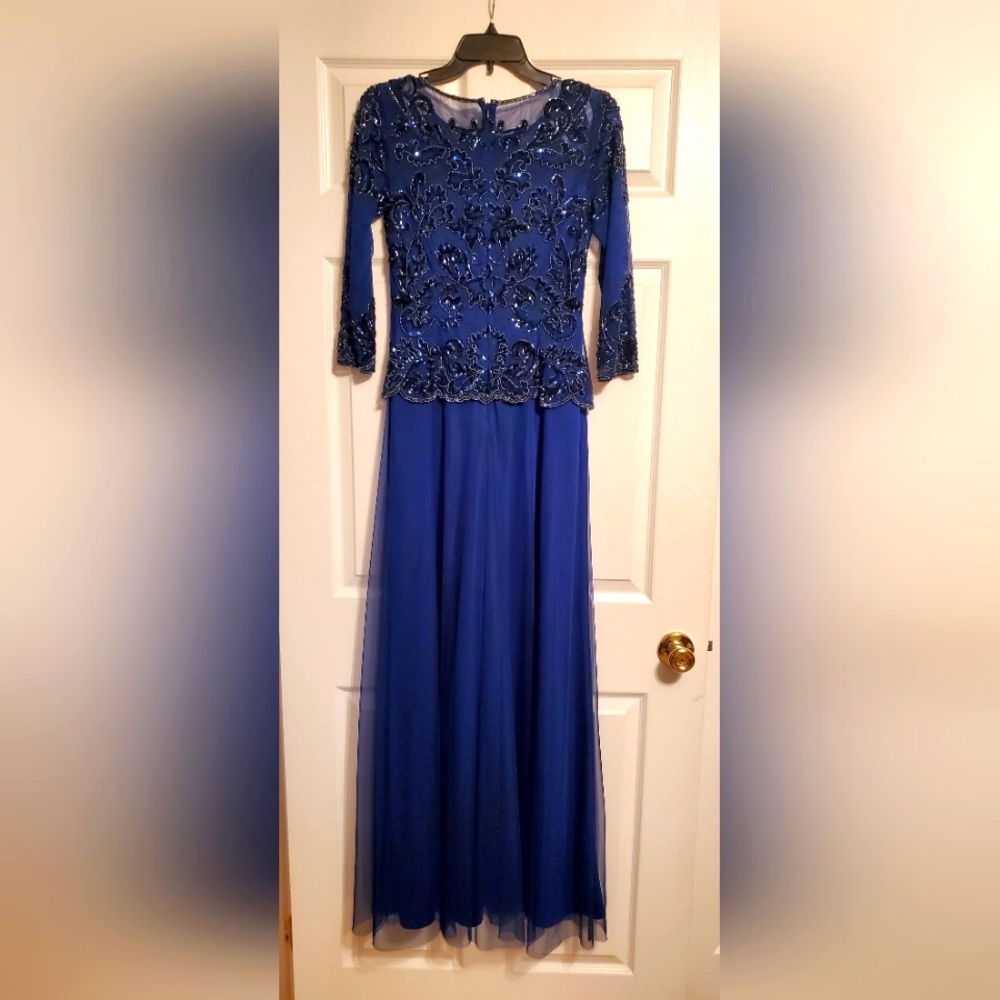Mother of the bride/groom navy blue beaded Oleg Cassini